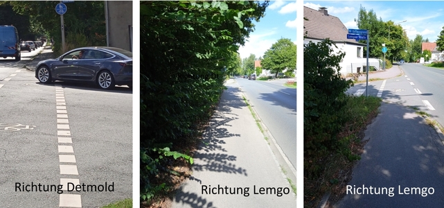 Vorschlag: Radweg Lemgoer Strasse durchgängig rechtsseitig ausführen